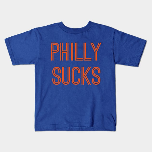 Philly Sucks (Orange Text) Kids T-Shirt by caknuck